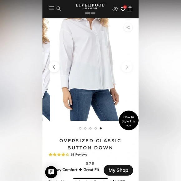 Liverpool Tops - Liverpool of Los Angeles Woven‎ Button Down Wide Cuff Stretch Classic Blouse